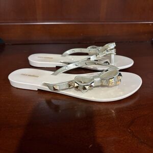 Mini Melissa Girls Size 3 Silver Studded Jelly Sandals Chic Cute Summer